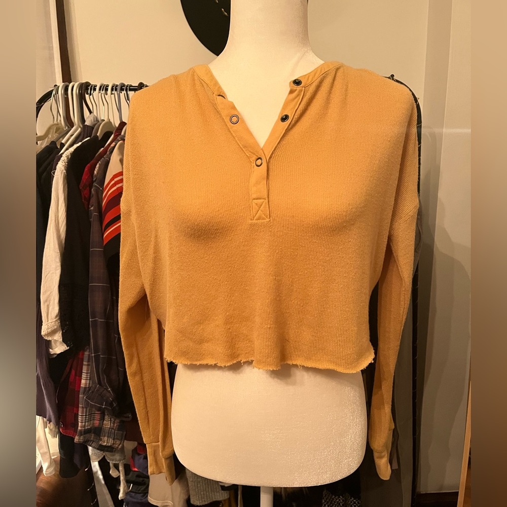 Out from under yellow cropped Henley